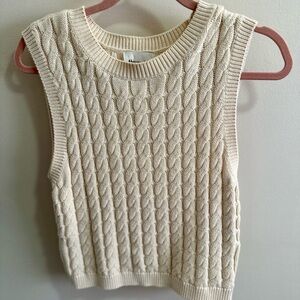 Abercrombie & Fitch Cream Cable Knit Sweater Vest